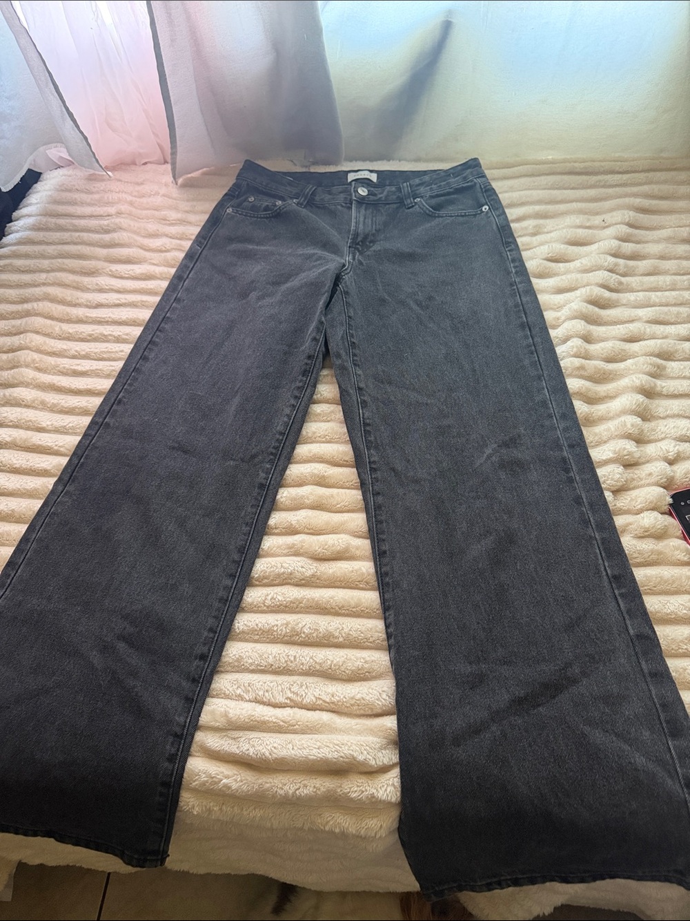 PacSun Women's Low-Rise Wide Leg Washed Black Jeans